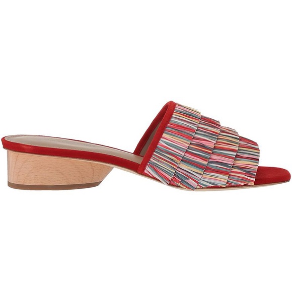 NWT Donald Pliner Women's REISE Slide Sandal Raffia Red Multi Low Block Heel 7.5 - Picture 2 of 6
